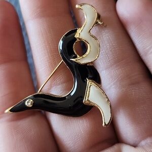 VTG Black and Cream Brooch
